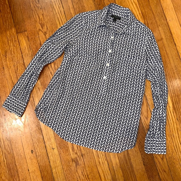 J. Crew Silk Blend Popover Blouse sz 2 - Picture 2 of 5